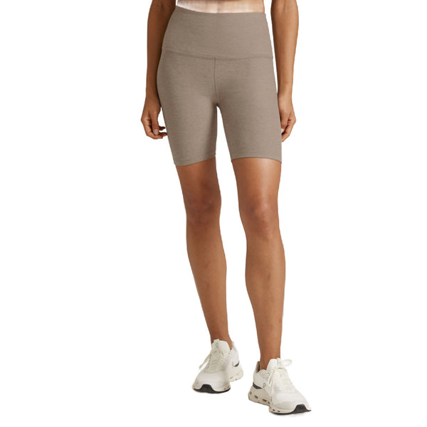 beyond yoga space dye high waisted biker short birch heather