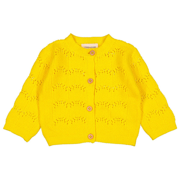 louis louise mayo knitted baby cardigan yellow
