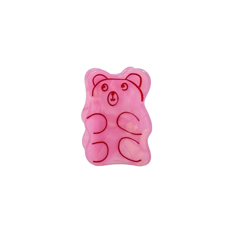 mini pink bummy bear hair claw clip