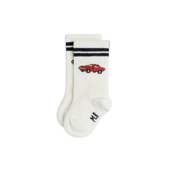 mini rodini car baby socks off-white