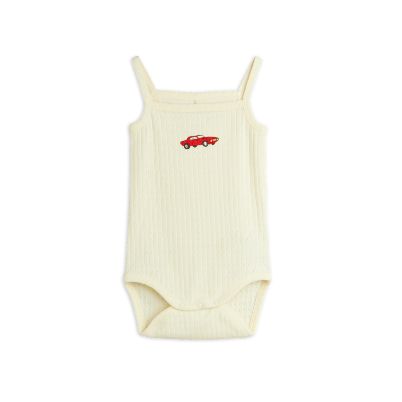 mini rodini car sp pointelle baby tank onesie off-white