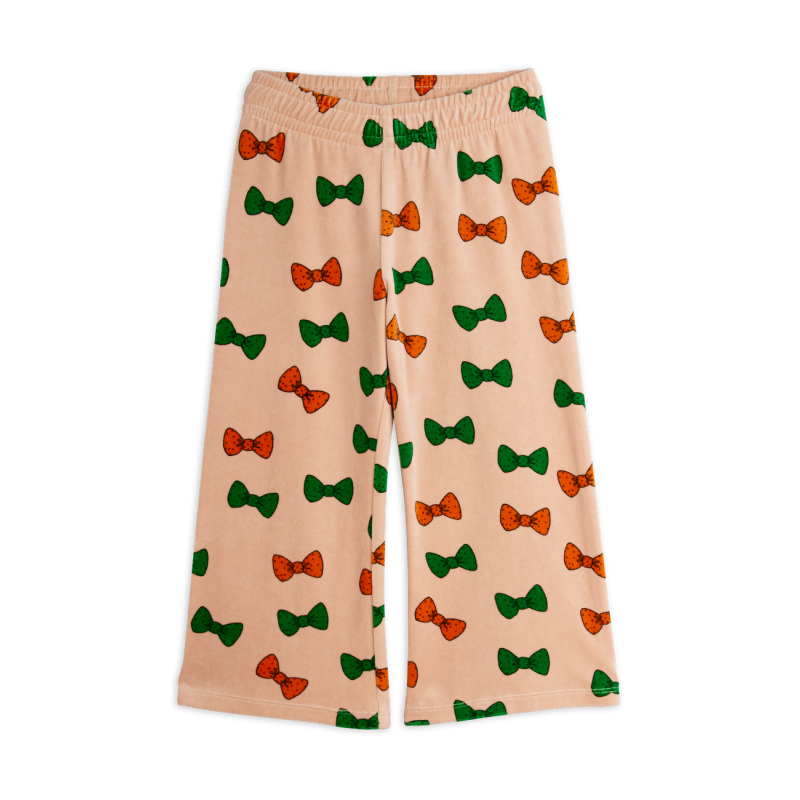 mini rodini bows aop velour trousers pink