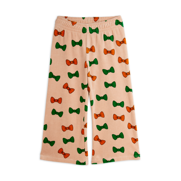 mini rodini bows aop velour trousers pink
