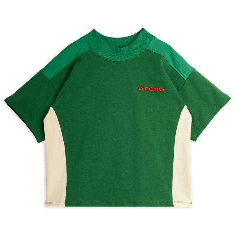 mini rodini wroom emb color block short sleeve t-shirt green