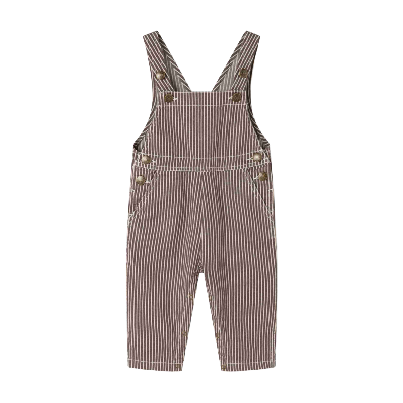 marmar copenhagen ruben baby overalls dark brownie stripe