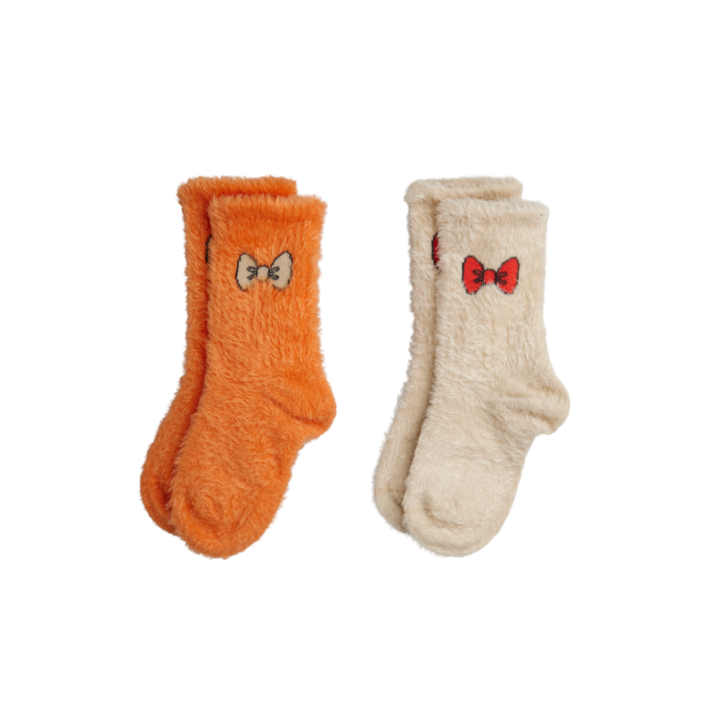 mini rodini bow fluffy 2-pack socks multi