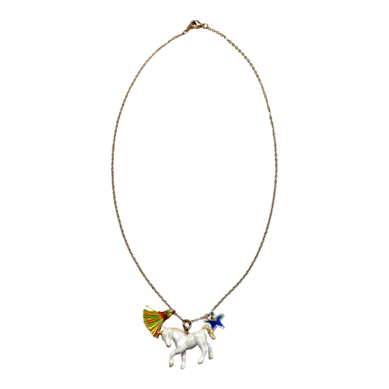unicorn ceramic charm necklace