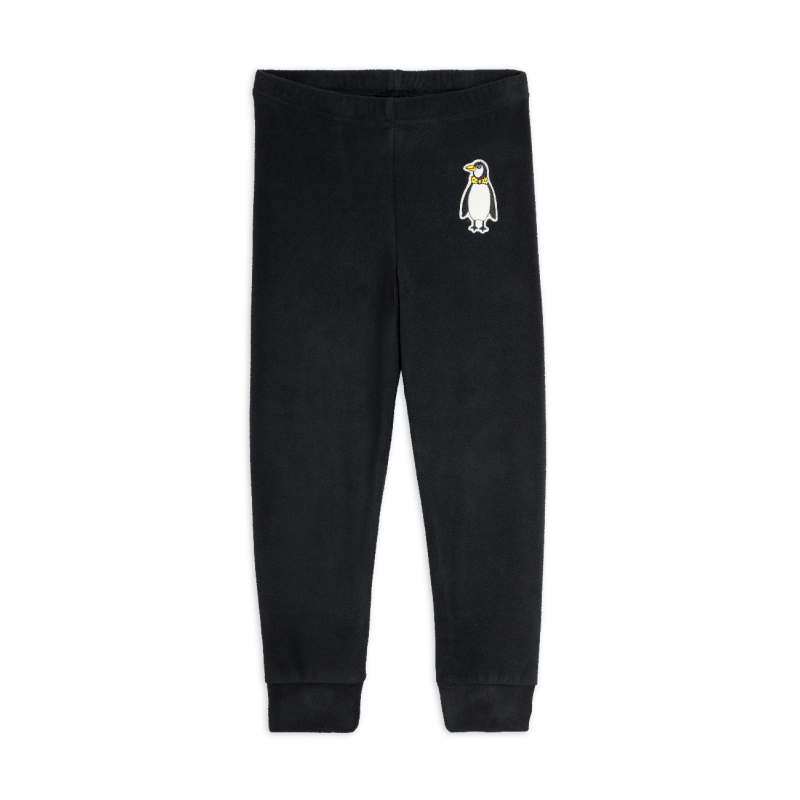 mini rodini penguin emb microfleece trousers black