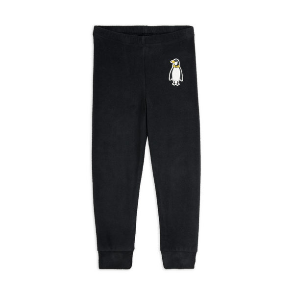mini rodini penguin emb microfleece trousers black