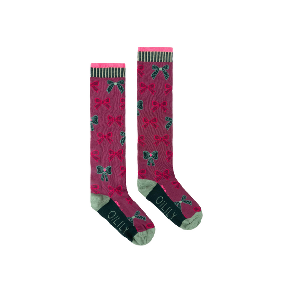 oilily monruban bow knee socks red violet