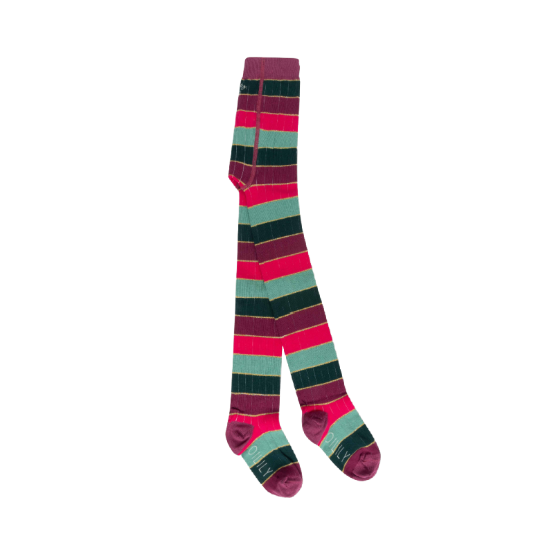 oilily marais striped tights deep teal