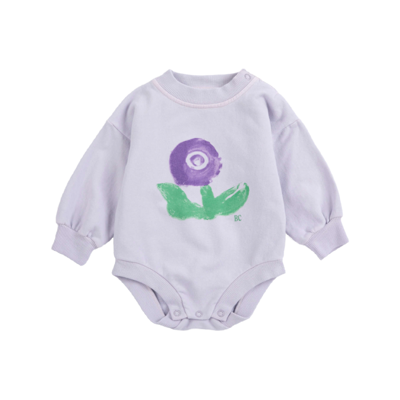 bobo choses stamp bloom fleece baby body lavender