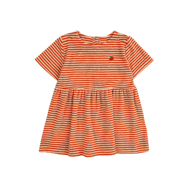bobo choses terry stripes baby dress orange