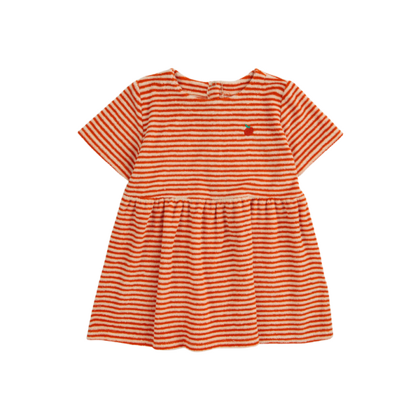 bobo choses terry stripes baby dress orange