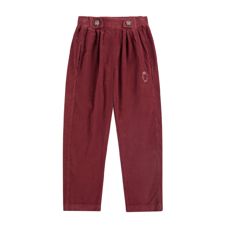 bobo choses curious owl corduroy pants burgundy