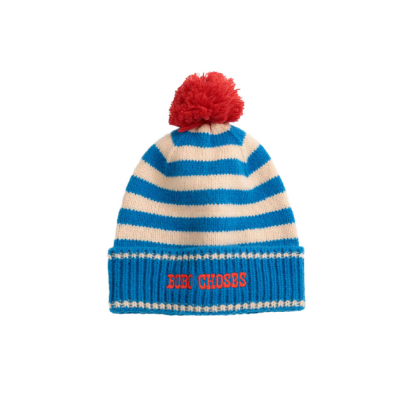 bobo choses stripes knitted beanie blue