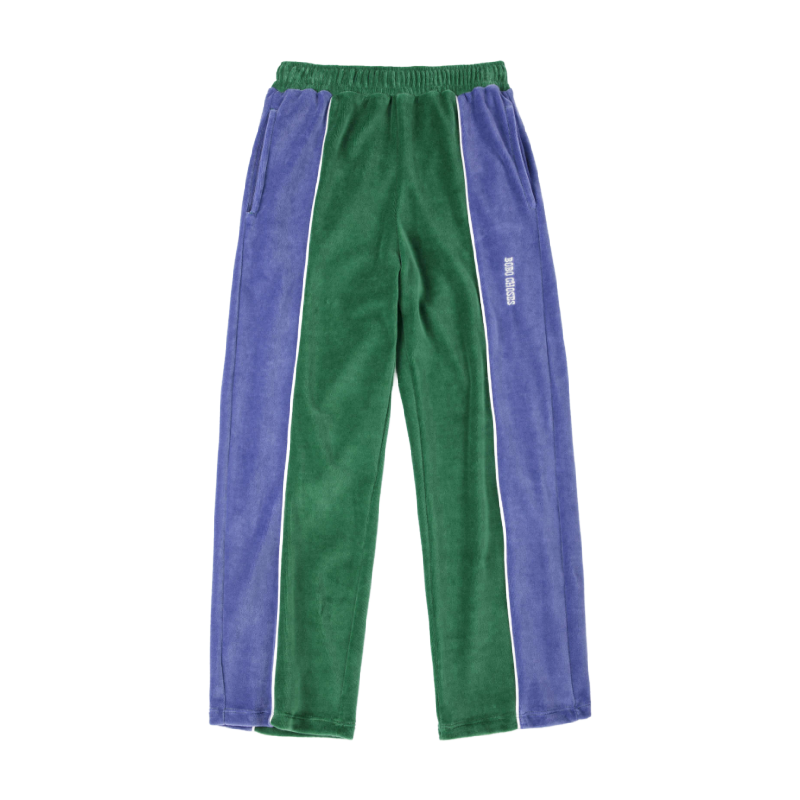 bobo choses color block velour jogging pants green