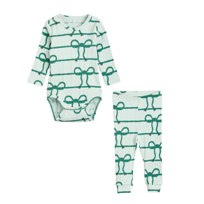 mini rodini rope bodysuit and leggings set green