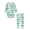 mini rodini rope bodysuit and leggings set green