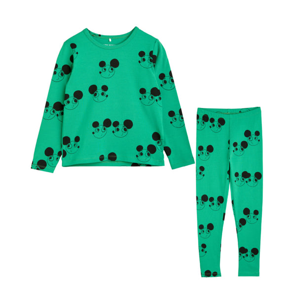 mini rodini ritzratz baby ls tee & leggings set green