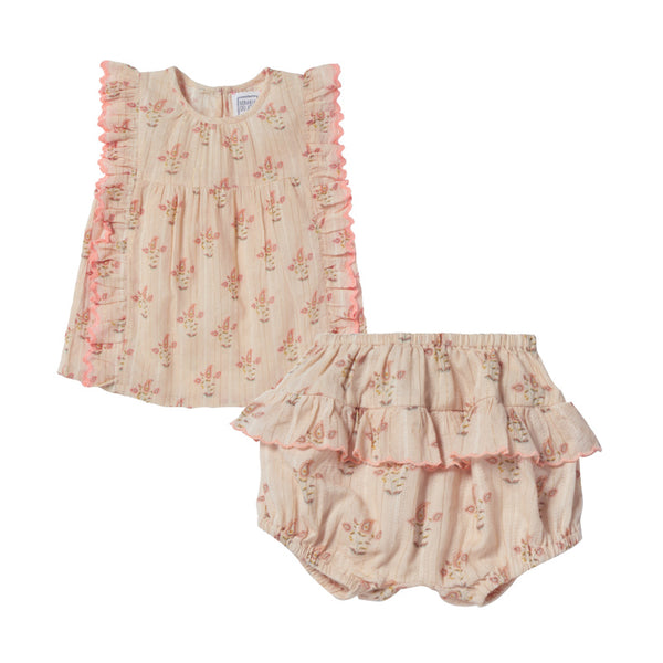 bonheur du jour floral baby blouse & bloomer set