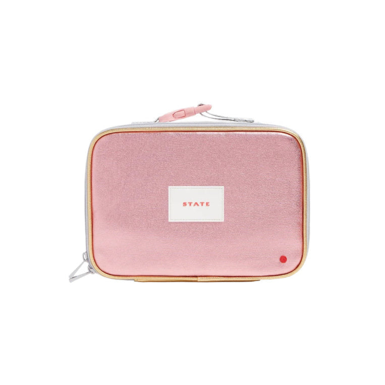 state bags rodgers lunch box pink/silver metallic