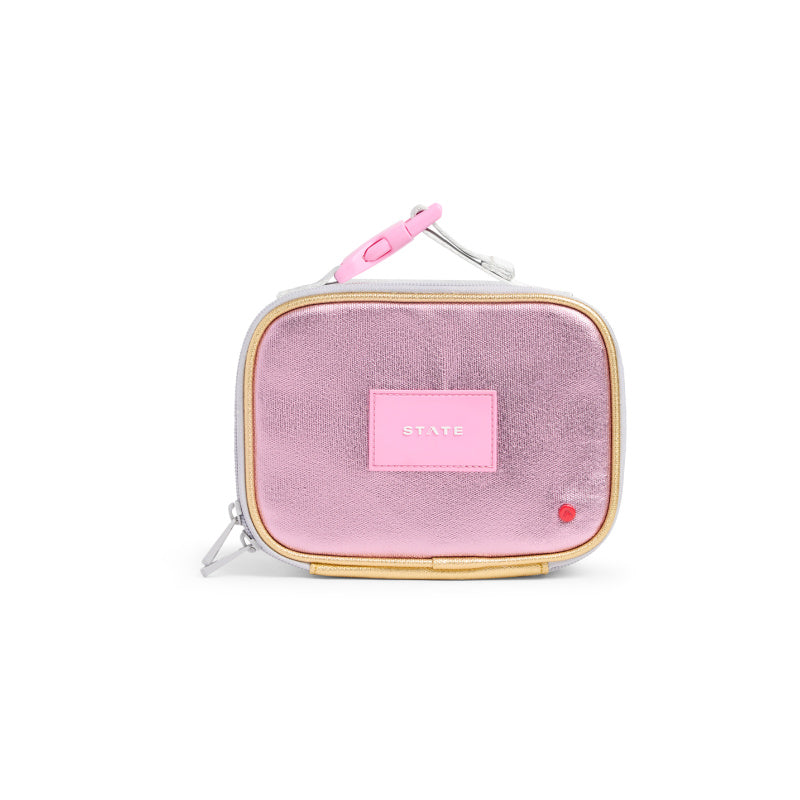 state bags mini rodgers snack pack pink/silver