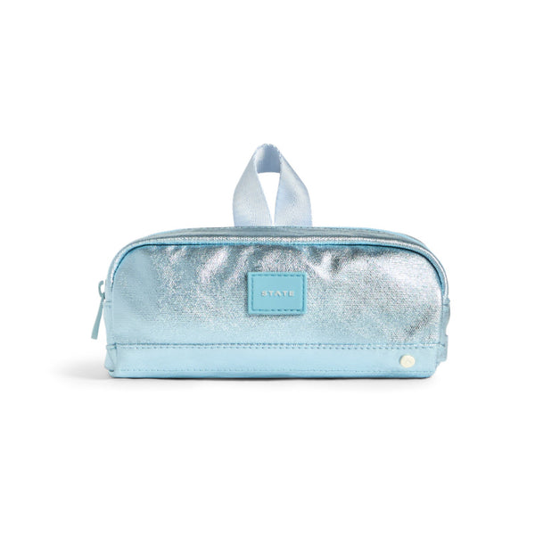 state bags clinton pencil case blue metallic