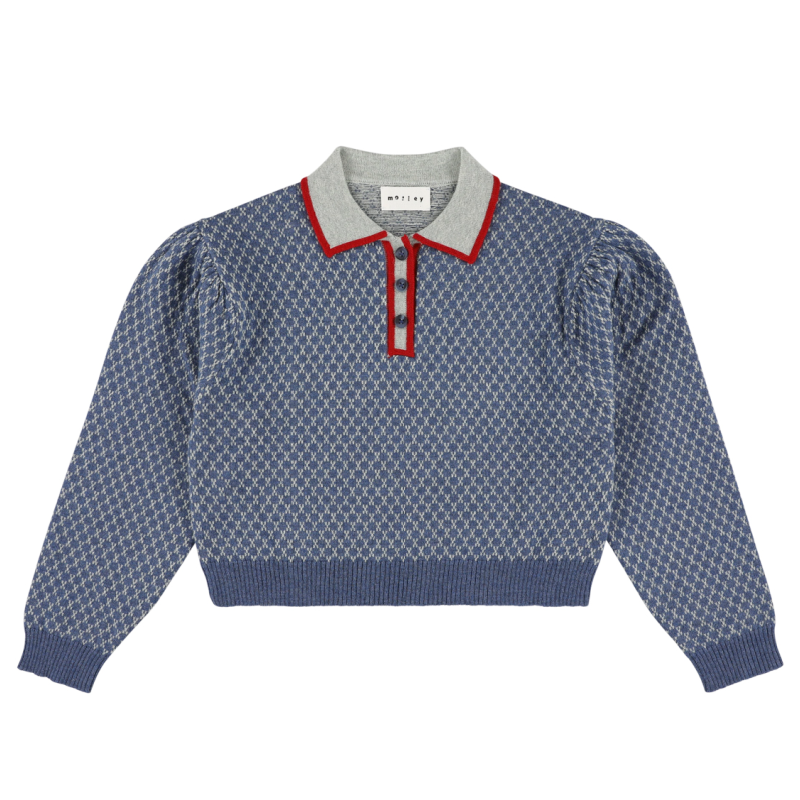 morley zug knit polo blue