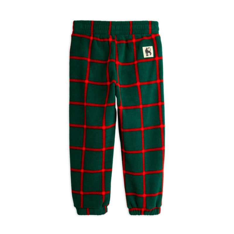 mini rodini plaid fleece trousers green