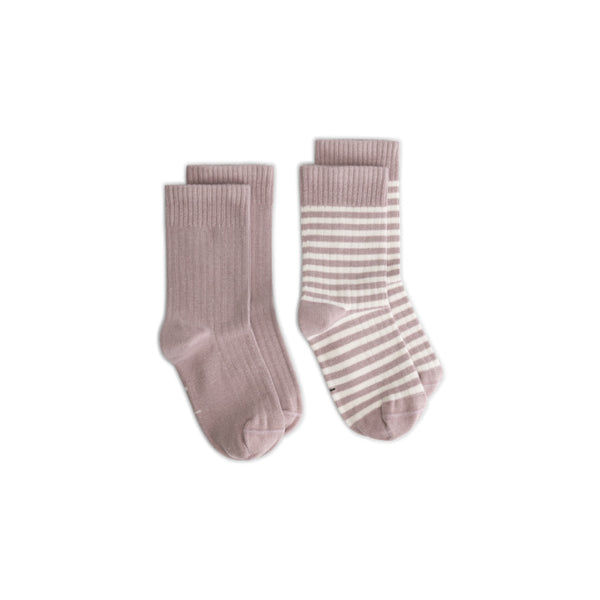 gray label ribbed baby socks 2-pack berry/cream