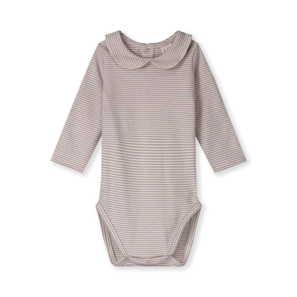 gray label baby collar onesie berry/cream