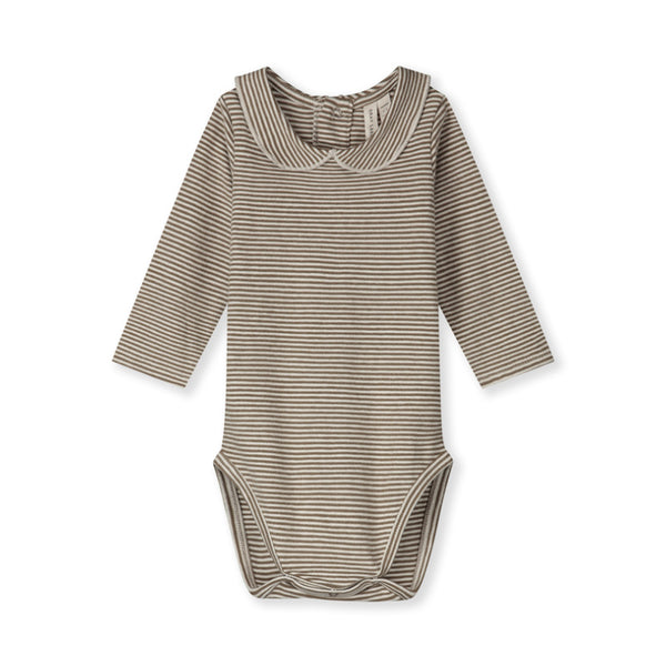 gray label baby collar onesie woody/cream