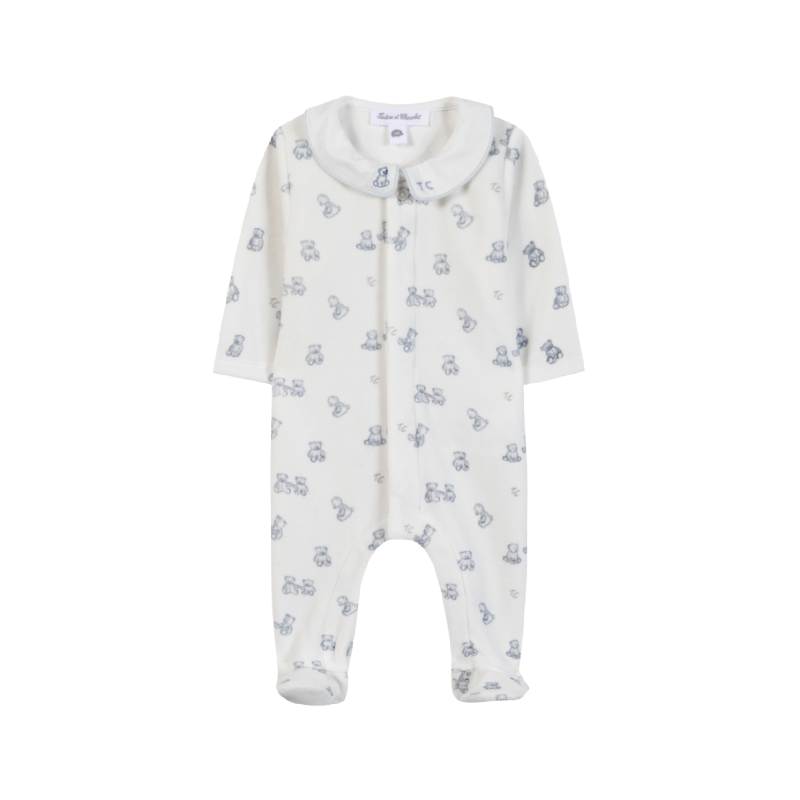 tartine et chocolat velour baby romper teddy bears