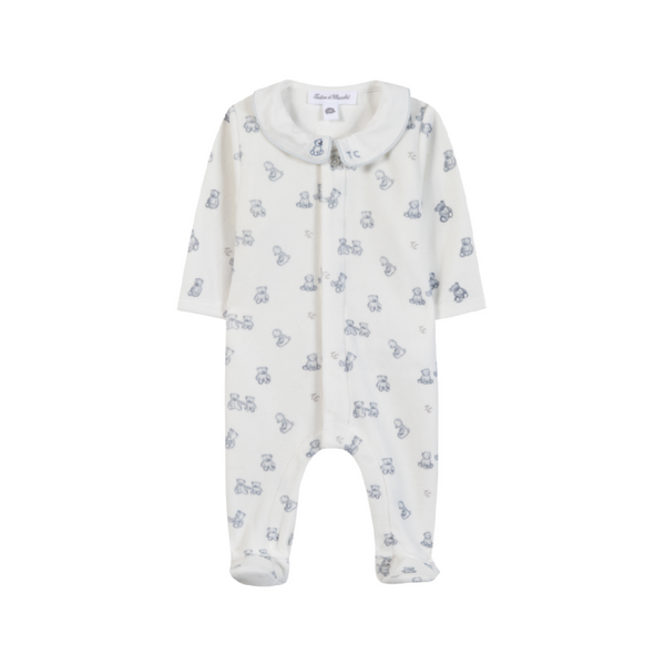 tartine et chocolat velour baby romper teddy bears