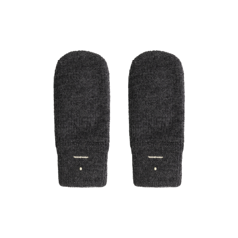 gray label knitted mittens nearly black
