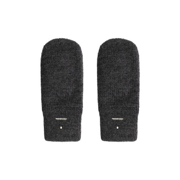 gray label knitted mittens nearly black