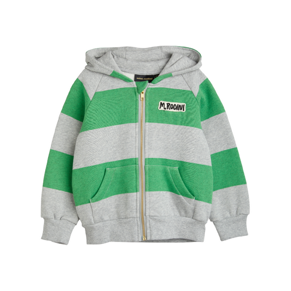 mini rodini stripe zip hoodie green