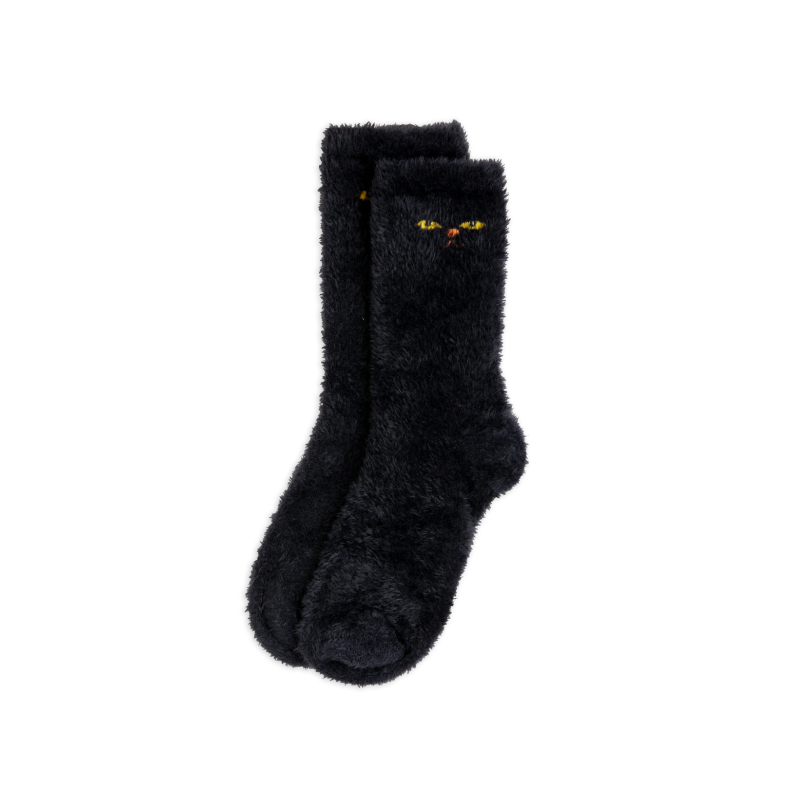 mini rodini cat eyes fuzzy socks black