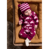 the bonnie mob forest cabin knit baby playsuit pomegranate