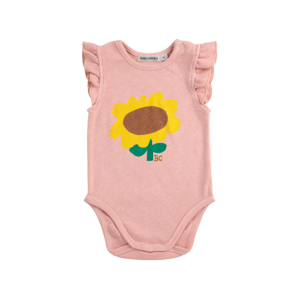 bobo choses sunflower ruffled baby body light pink