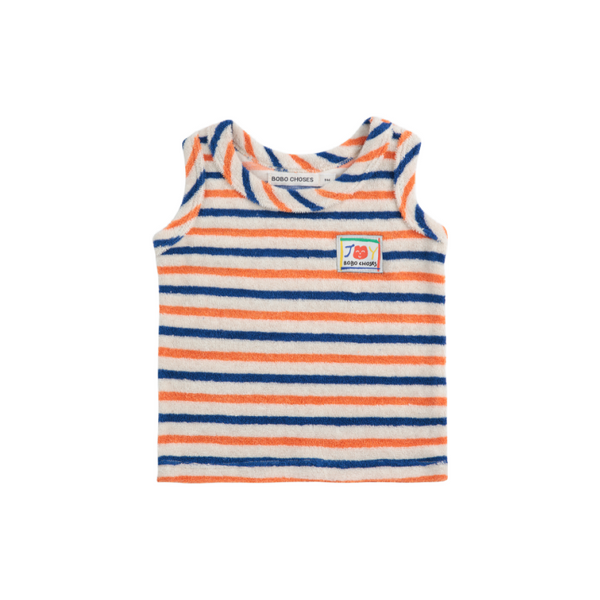 bobo choses smiling striped terry cloth baby tank top offwhite