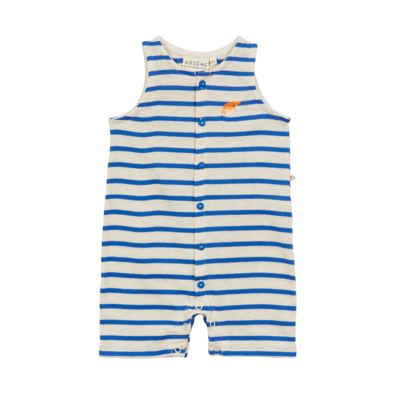 arsene & les pipelettes fitzgerald baby striped overall electric blue