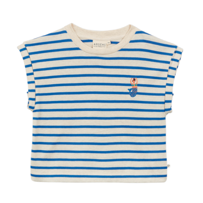 arsene & les pipelettes fania striped t-shirt electric blue