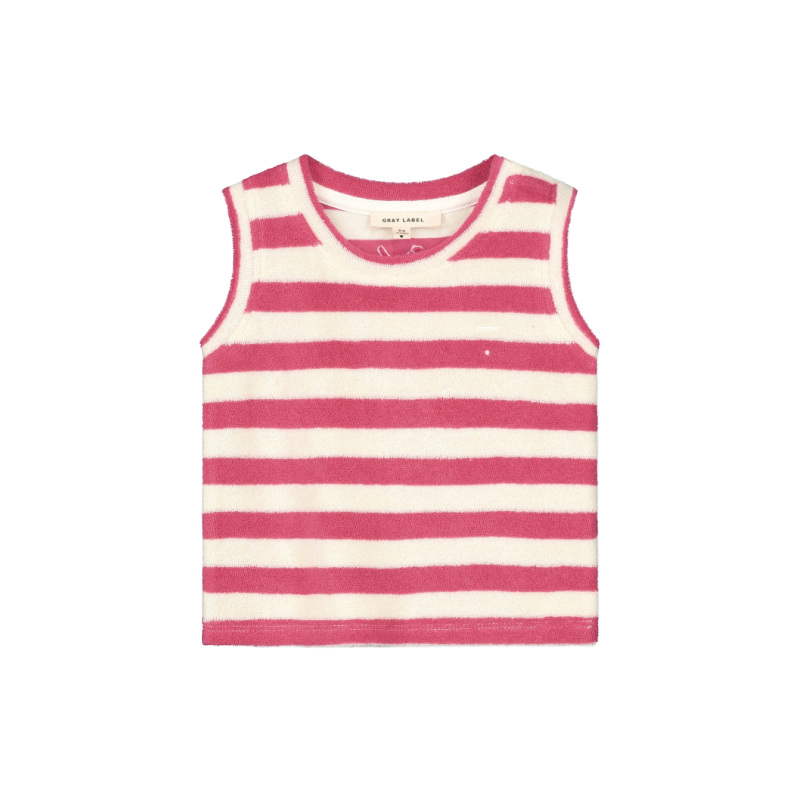 gray label baby terry baby tank top cherry/cream