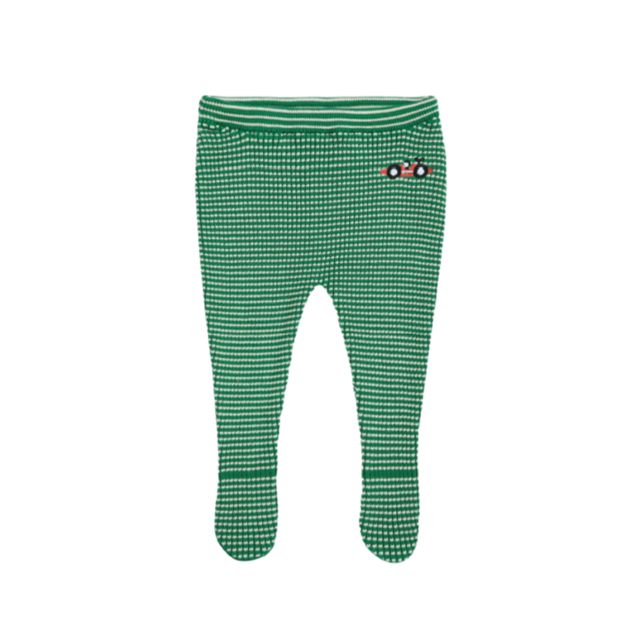 bobo choses race car knitted footed baby leggings light green