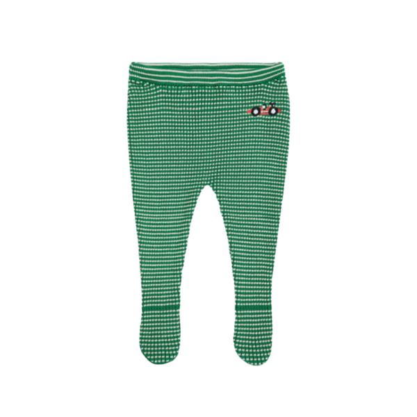 bobo choses race car knitted footed baby leggings light green