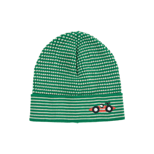 bobo choses race car knitted baby beanie light green