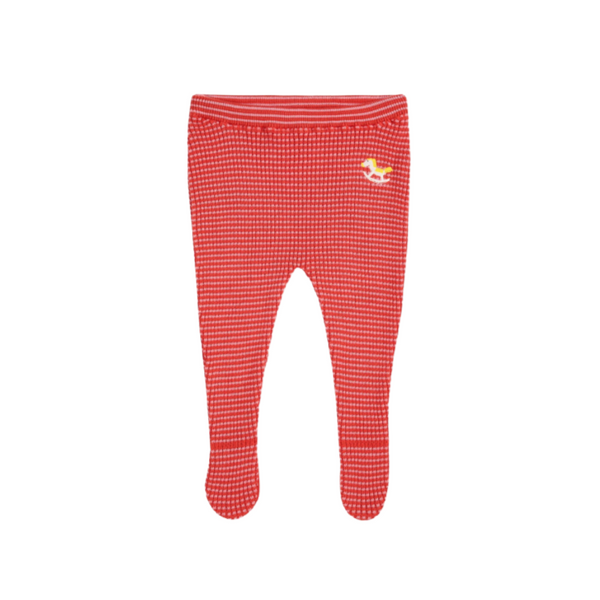 bobo choses rocking horse knitted footed baby leggings red