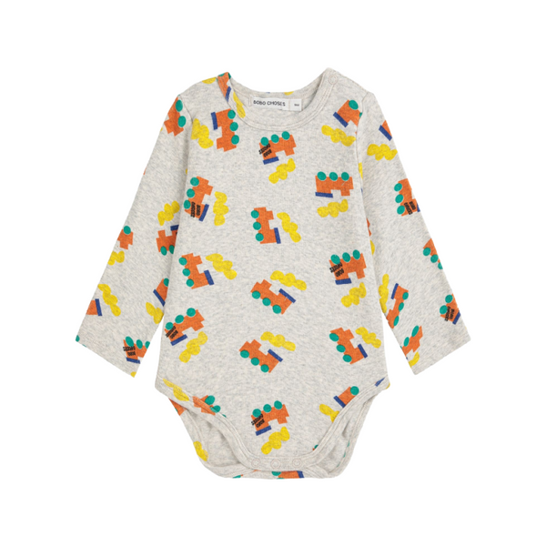 bobo choses bobo choo choo all over baby body light heather gray